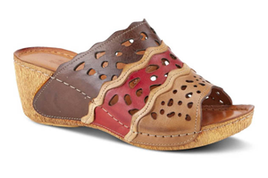 Spring Step Footy Sandal: Brown Multi